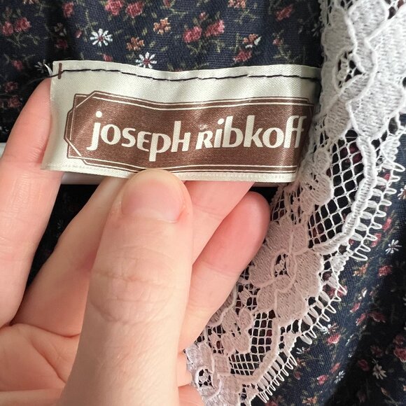 Vintage 70s Puff Sleeve Midi Dress Cottagecore Prairie Floral Print Lace Western - Picture 5 of 7